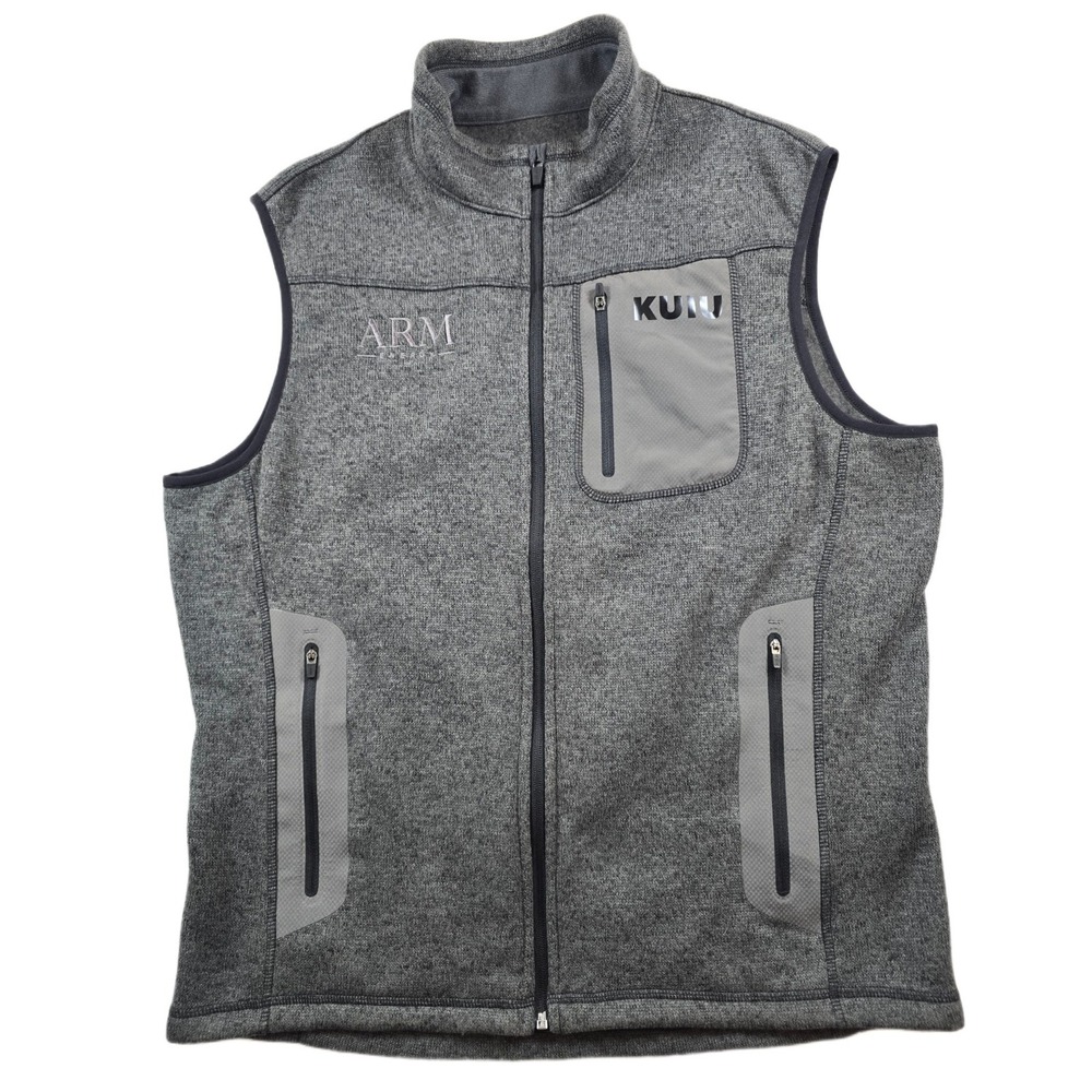 KUIU Sweater Fleece Base Camp Vest Mens XL Gray Poly Co. Logo Full Zip Layering